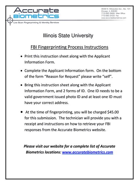 Fillable Online Fbi Fingerprinting Process Instructions Illinois