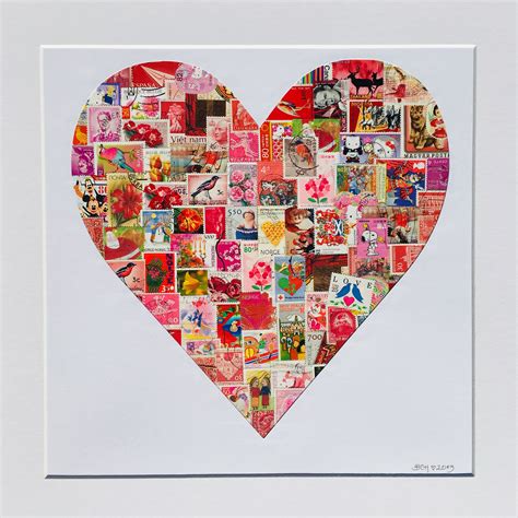 Heart Postage Stamps Collage Postage Stamps Collage Postage Stamps