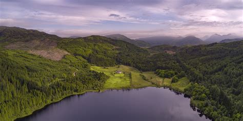 1600x900 Resolution Aerial Photography Of Lake Surrounded With Land