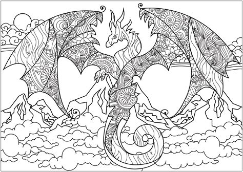 Transformers iron hide color to print a4. Dragon of the mountains - Dragons Adult Coloring Pages