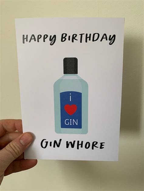 Happy Birthday Gin Whore Birthday Card For Gin Lovers Etsy