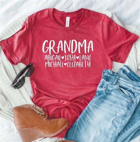 Personalized Grandma T Shirt With Grandkids Names Grandma Etsy