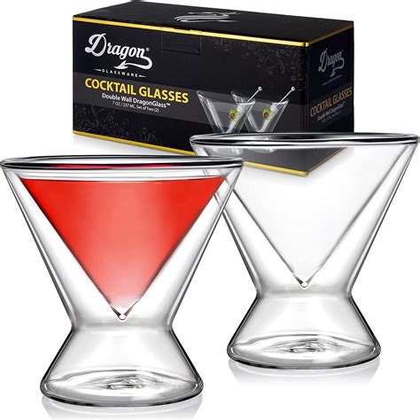 Dragon Glassware Martini Glasses Stemless Clear Double