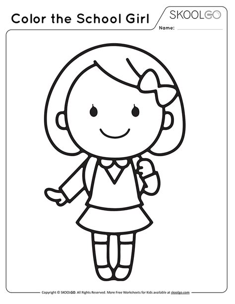 Color The School Girl Printable Worksheet Coloring Home