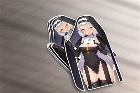 Kawaii Nun Anime Waifu 8 Pack Holographic Aesthetic Stickers Etsy