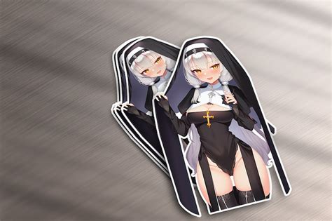 Kawaii Nun Anime Waifu Pack Holographic Aesthetic Stickers Etsy