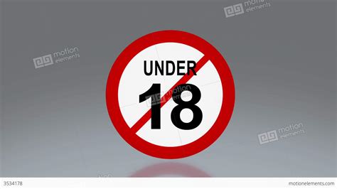 Adult Sign Under 18 Sign Stock Animation 3534178