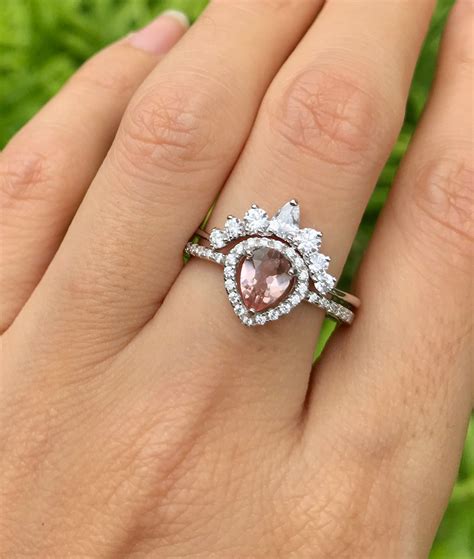 Pear Morganite Promise Ring Genuine Morganite Engagement Ring Natural