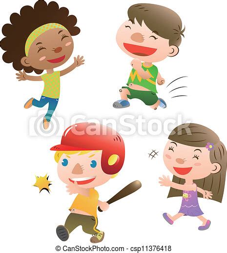 Vector Clip Art Of Cute Kids Playing Csp11376418 Search Clipart