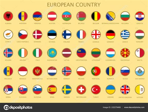 Buttons All Official National Flags European Countries Official Colors