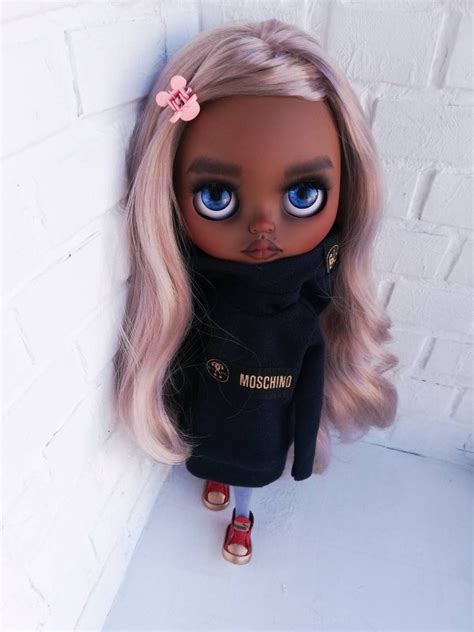 Blythe Doll Custom Ooak Dark Skin Afro Style With Long Hair Etsy