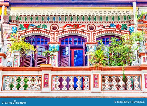 Colorful Old Peranakan Houses In Singapore Stock Photo Image Of
