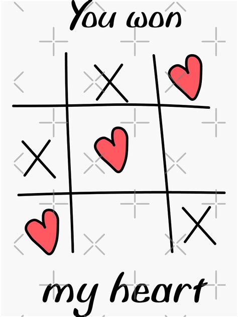 YOU WON MY HEART TIC TAC TOE Sticker For Sale By Mylecm Redbubble