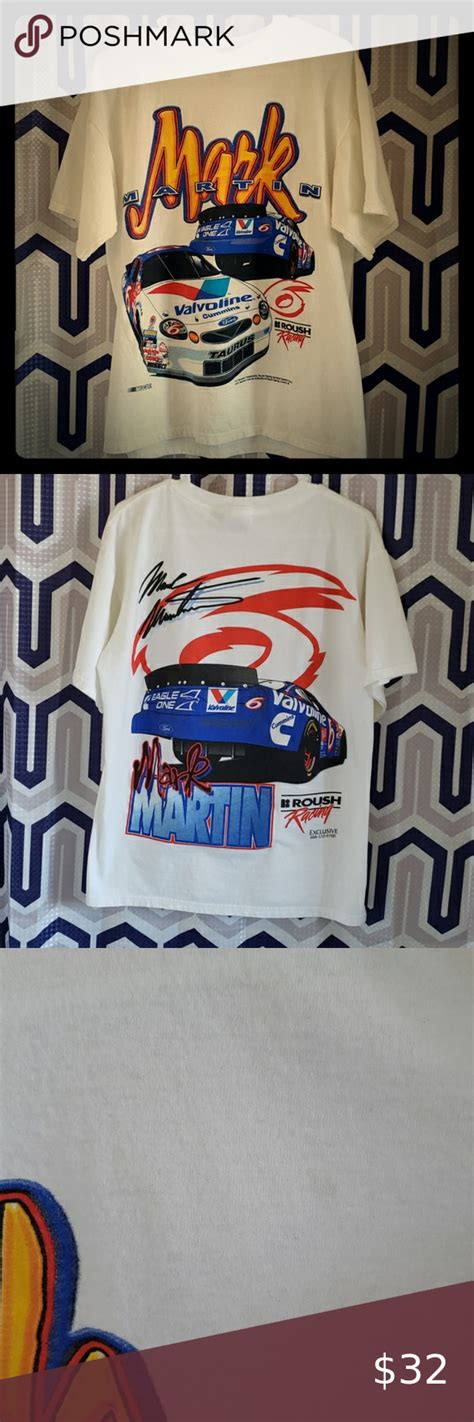 Vintage Nascar Mark Martin T Shirt Front And Back Vtg Mark Martin Roush
