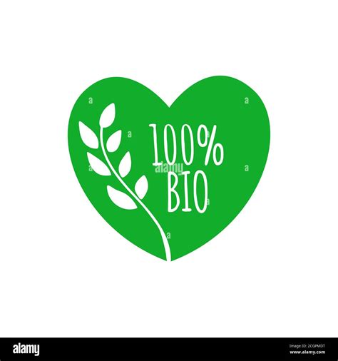 Bio Heart Shape Badge Bio Green Label Sticker Icon Ellement Bio