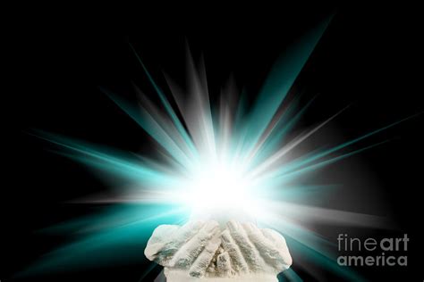 Spiritual Light In Cupped Hands On A Black Background Photograph By