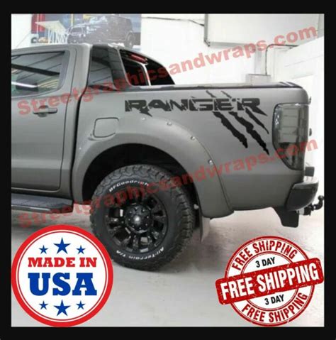 2x Ford Ranger Bed Side Vinyl Decals Graphics Rally Stripe Color Matte