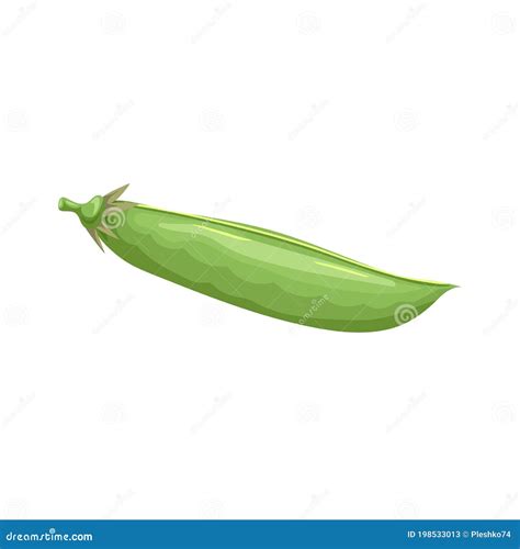 Cartoon Green Pea Pod Single Vegetable Fresh Farm Product Eco