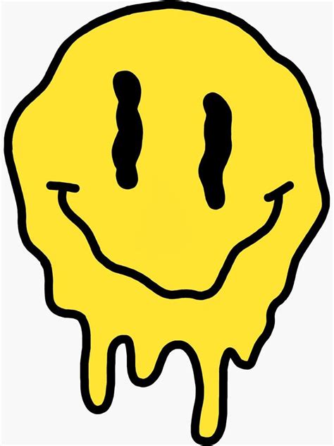 Melting Smiley Face Sticker By Ellamitchell6 Redbubble Dibujos