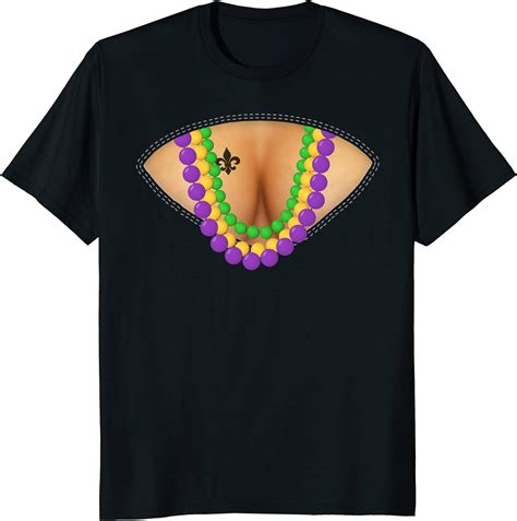 New Orleans Funny Mardi Gras Beads Flash Cleavage T Shirt Clothing