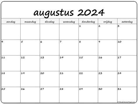Augustus 2022 Kalender Nederlandse Kalender Augustus