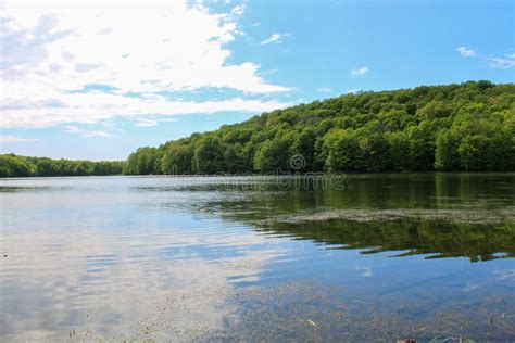 Landscape Shot Of Winding Hills Park Diamond Lake In Montgomery Ny