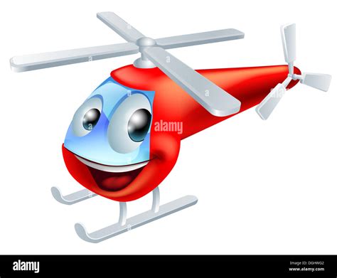 Illustration Of A Cute Red Helicopter Childrens Cartoon Character