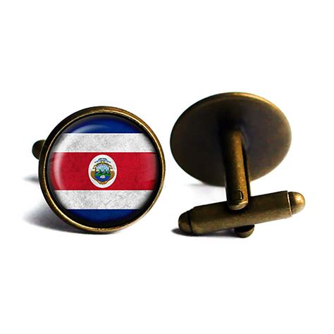Costa Rica Costa Rican Flag Antique Bronze Cufflinks Handmade