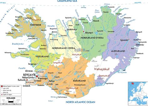 Detailed Political And Administrative Map Of Iceland With Roads