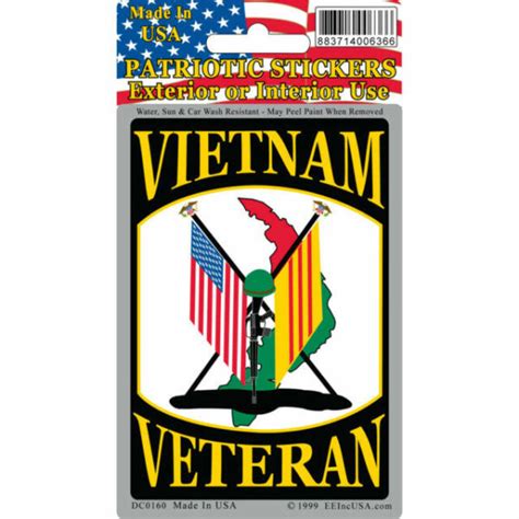Vietnam Veteran Flags Car Decal Sticker 3 X 4 Inches Made In The Usa