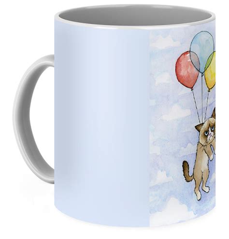 Grumpy Cat And Balloons Coffee Mug For Sale By Olga Shvartsur