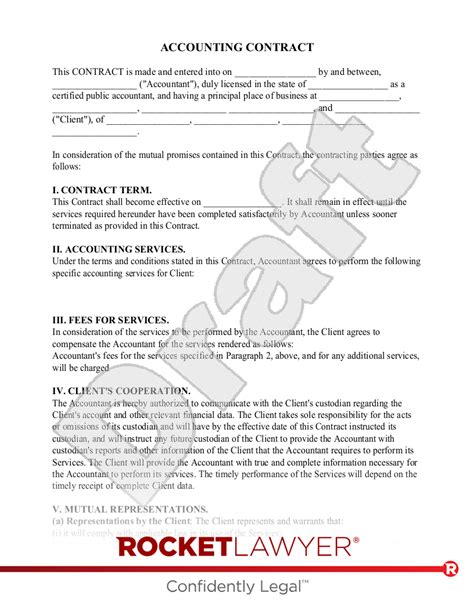 Free Accounting Contract Template And Faqs Rocket Lawyer