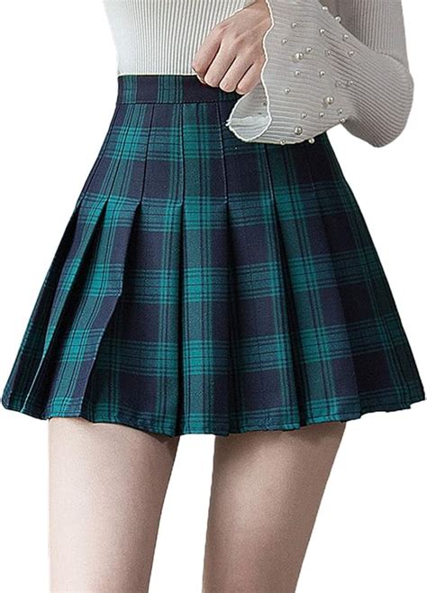 Womens Plaid Skirt High Waisted Pleated Skater Tennis Uniform Cute Skirts For Teen Girls