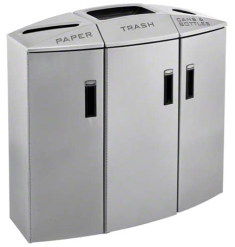 Commercial Silver Metallic Element Modern Indoor Trash Can And Recycling