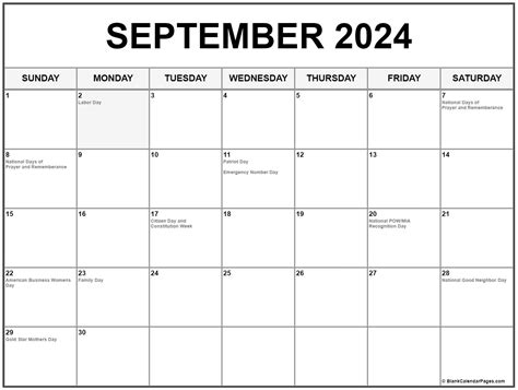 Free Printable September 2024 Calendar With Holidays Printable
