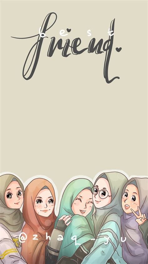 Gambar Anime 4 Sahabat Perempuan Berhijab