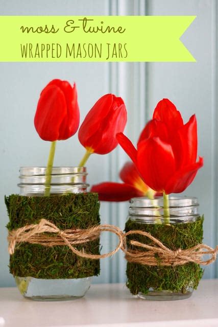 Moss And Twine Wrapped Mason Jars The Pretty Bee