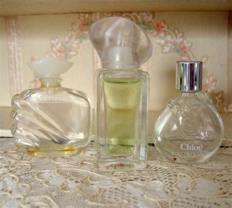 Antique 3 Mini Perfume Bottles Miniature Beautiful Chloe