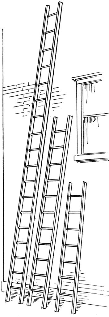 3 Ladders Leaning Against A Wall Clipart Etc