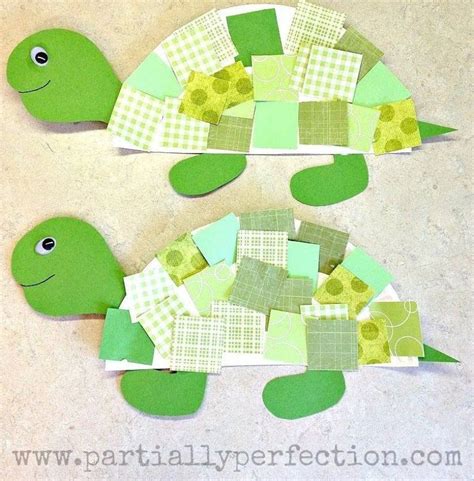 Make Cute Turtles Out Of Half Of A Paper Plate And Multicolored Green