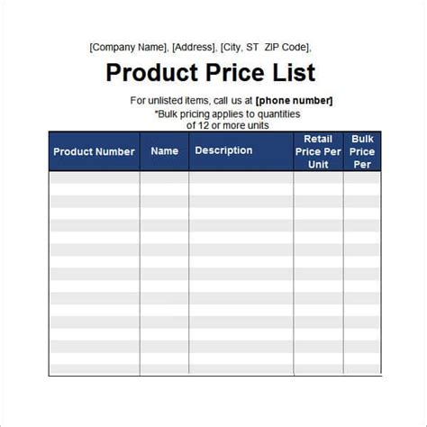 8 Free Price List Design Templates Word Excel Pdf Formats