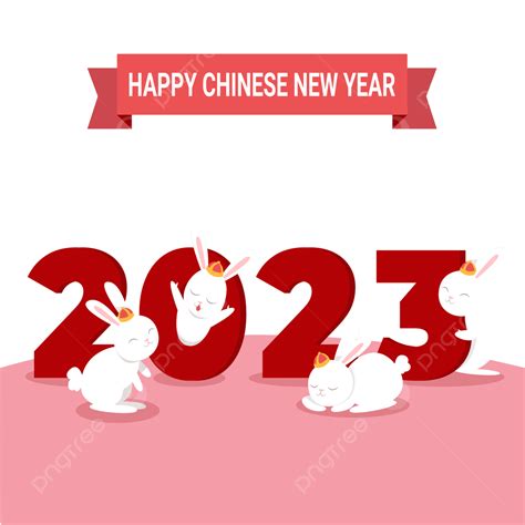 Happy Chinese New Year 2023 Of The Rabbit Greeting With Typography Big