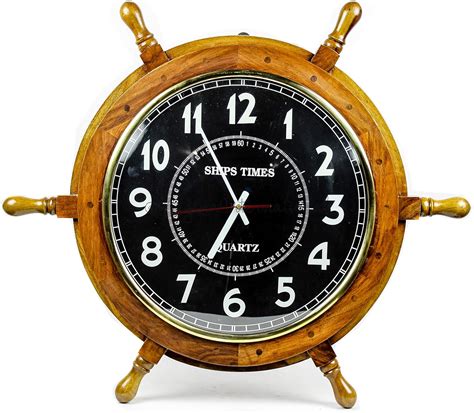Nagina International Varnished Natural Wood Nautical Clock