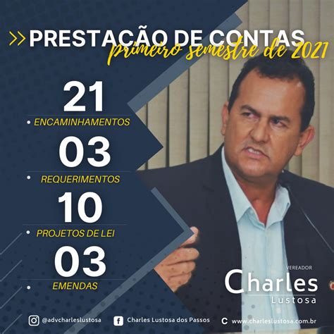 PrestaÇÃo De Contas Do 1º Semestre 2021 Vereador Charles Lustosa