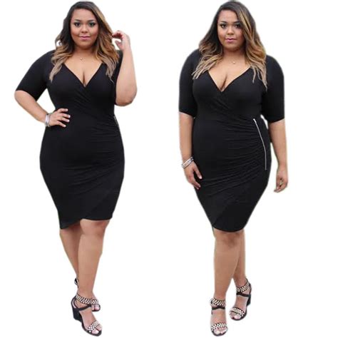 New Fashion Women Summer Dress Plus Size Hot Cleavage Deep V Neck Sexy