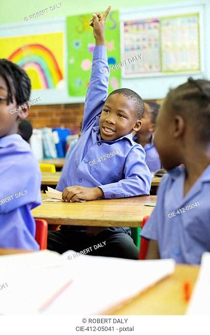 African American Student Raising Hand Stock Photos And Images