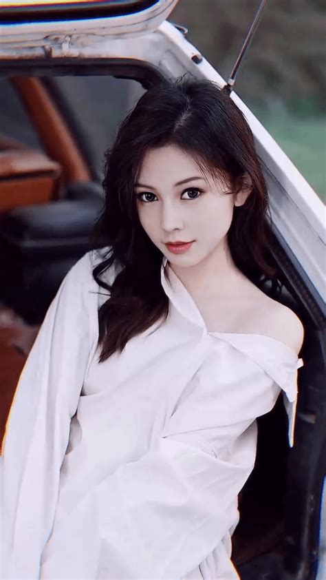 Sexy Asian Women Sitting In Car Girl Wearing White Shirt Video Clips