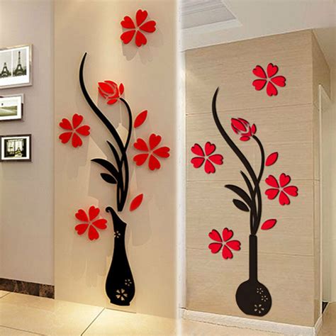 Beautiful 3d Flower Diy Mirror Wall Decals Stickers Art