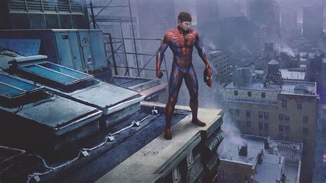 2560x1700 Spiderman Peter Parker Standing On A Rooftop Chromebook Pixel