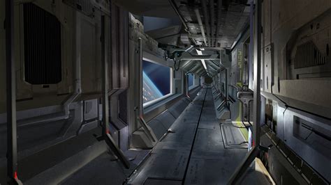 Sci Fi Spaceship Interior Concept Art Wallpaper Backiee